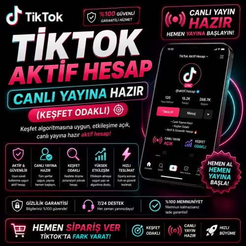  TikTok Aktif Hesap  Canlı Yayına Hazır Keşfet Odaklı